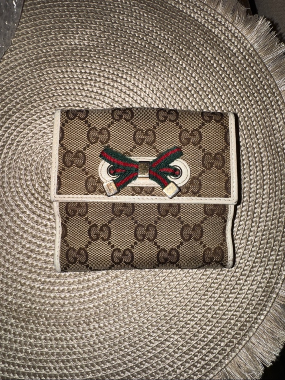 Gucci Brown Monogram Canvas Wallet with Green-Red Web Bow - Picture 10 of 10